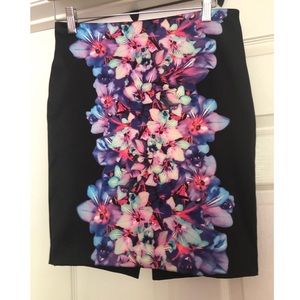 Express black flower mini skirt. Size 2.